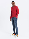 Ombre Clothing Červená pánska košeľa na gombíky Ombre Clothing HENLEY