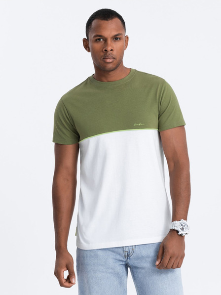 Ombre Clothing Bielo-zelená pánska košeľa Ombre Clothing