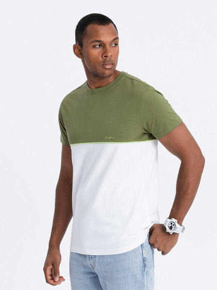 Ombre Clothing Bielo-zelená pánska košeľa Ombre Clothing