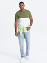 Ombre Clothing Bielo-zelená pánska košeľa Ombre Clothing