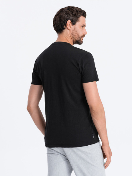 Ombre Clothing Čierne pánske základné tričko s vreckom Ombre Clothing