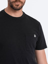 Ombre Clothing Čierne pánske základné tričko s vreckom Ombre Clothing