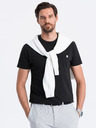 Ombre Clothing Čierne pánske základné tričko s vreckom Ombre Clothing
