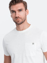 Ombre Clothing Krémové pánske tričko s vreckom Ombre Clothing