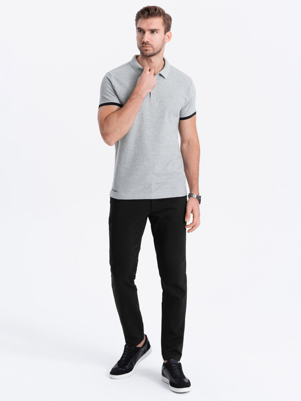 Ombre Clothing Šedé pánske polo tričko Ombre Clothing