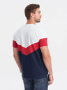 Ombre Clothing Červeno-modré pánske základné tričko s nápisom Ombre Clothing