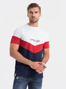 Ombre Clothing Červeno-modré pánske základné tričko s nápisom Ombre Clothing