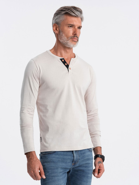 Ombre Clothing Svetlošedé pánske tričko na gombíky Ombre Clothing HENLEY