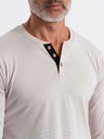 Ombre Clothing Svetlošedé pánske tričko na gombíky Ombre Clothing HENLEY