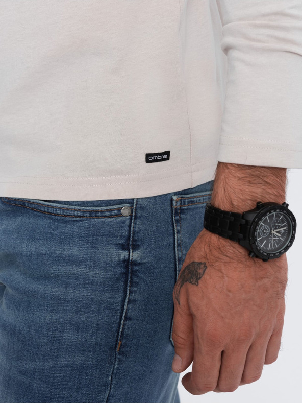 Ombre Clothing Svetlošedé pánske tričko na gombíky Ombre Clothing HENLEY