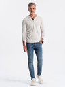 Ombre Clothing Svetlošedé pánske tričko na gombíky Ombre Clothing HENLEY