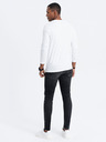 Ombre Clothing Biela pánska košeľa na gombíky Ombre Clothing HENLEY