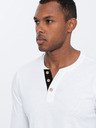 Ombre Clothing Biela pánska košeľa na gombíky Ombre Clothing HENLEY