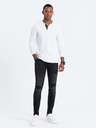 Ombre Clothing Biela pánska košeľa na gombíky Ombre Clothing HENLEY