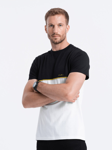 Ombre Clothing Čiernobiele pánske tričko Ombre Clothing