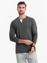 Ombre Clothing Tmavosivá pánska košeľa na gombíky Ombre Clothing HENLEY