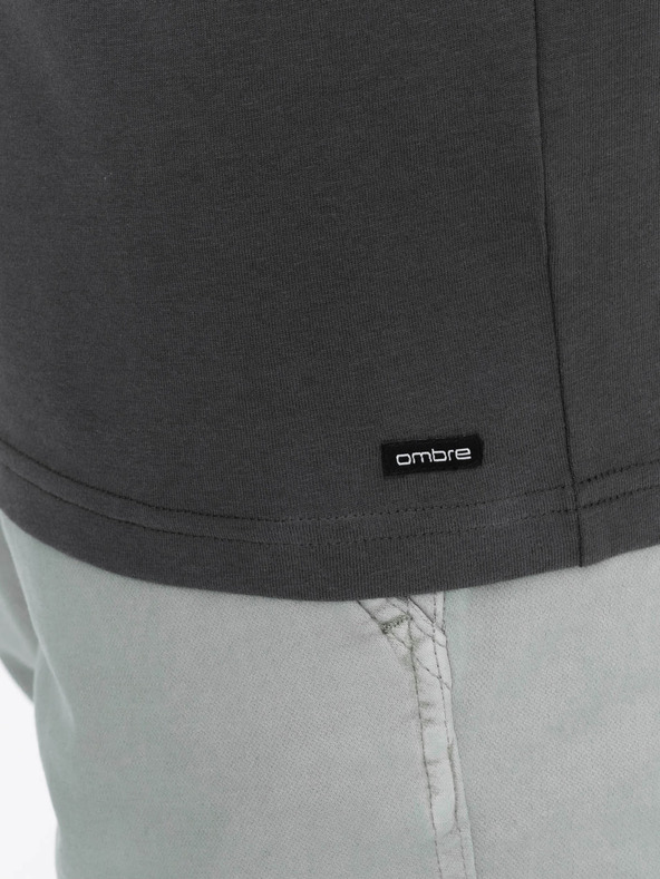 Ombre Clothing Tmavosivá pánska košeľa na gombíky Ombre Clothing HENLEY