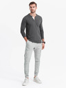 Ombre Clothing Tmavosivá pánska košeľa na gombíky Ombre Clothing HENLEY