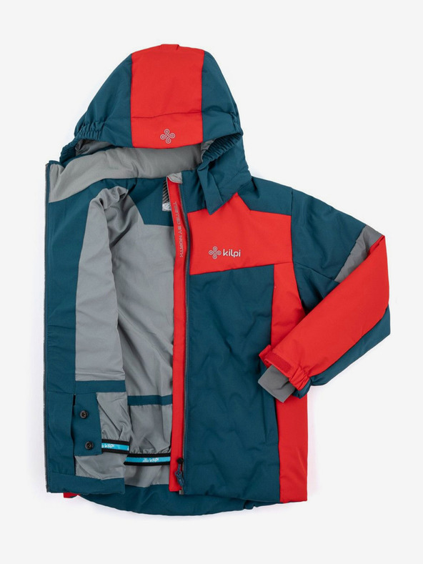 Kilpi Kilpi Teddy červená a petrolejová chlapčenská zimná bunda