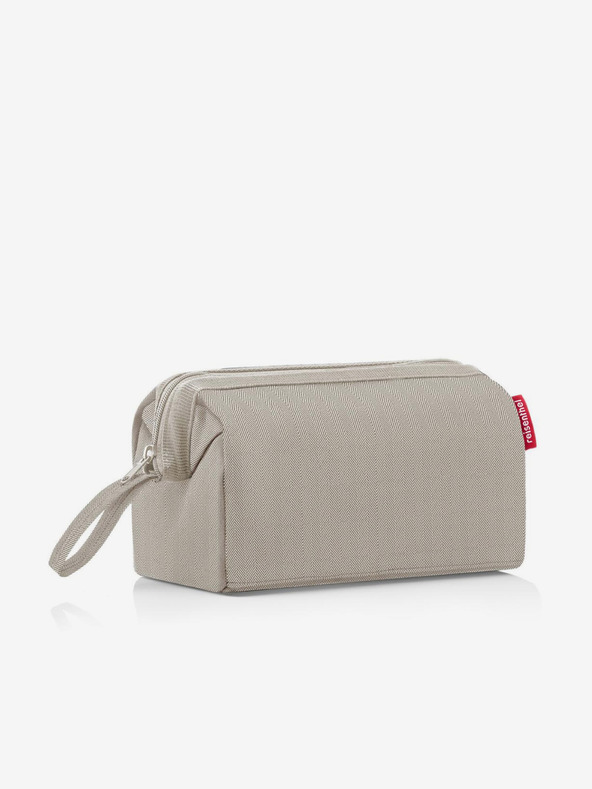 Reisenthel Béžová dámska kozmetická taška Reisenthel Travelcosmetic Herringbone Sand