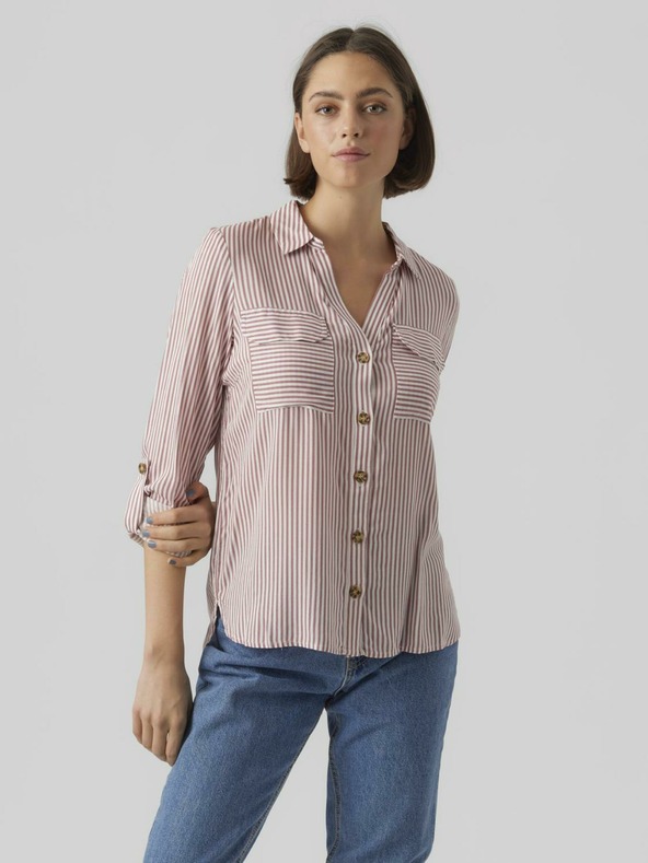 Vero Moda Bielo-ružová dámska pruhovaná košeľa Vero Moda