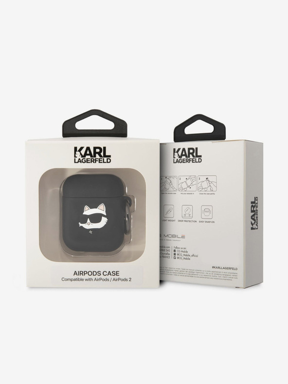 Karl Lagerfeld 3D Logo NFT Choupette Head Silikónové puzdro pre Airpods 1/2 čierne Karl Lagerfeld