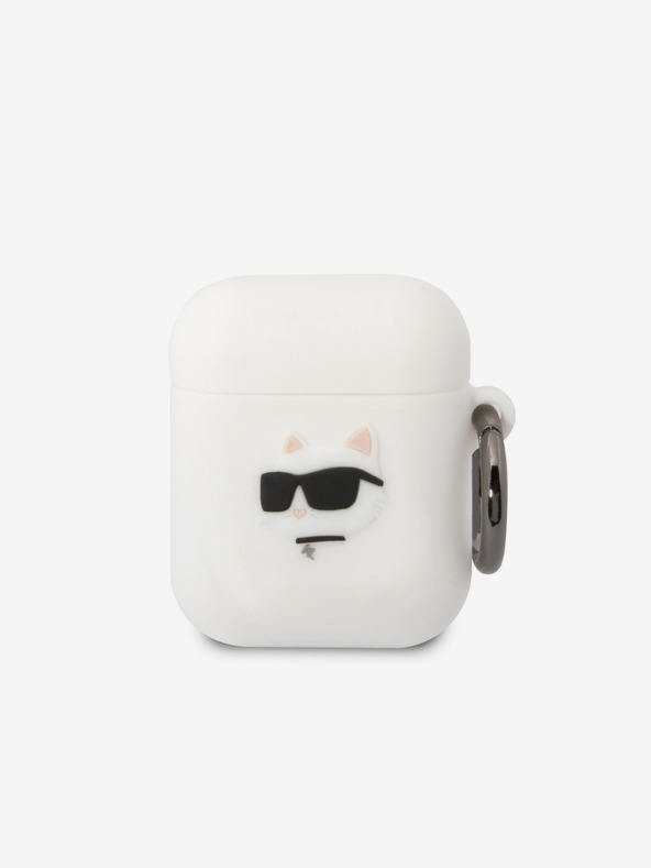 Karl Lagerfeld 3D Logo NFT Choupette Head Silikónové puzdro pre Airpods 1/2 White Karl Lagerfeld