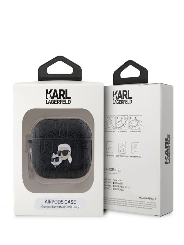 Karl Lagerfeld Karl Lagerfeld PU Embossed Karl and Choupette Heads Case pre AirPods Pro 2 Black