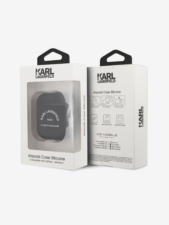 Karl Lagerfeld Rue St Guillaume Silikónové puzdro pre Airpods 1/2 Black Karl Lagerfeld