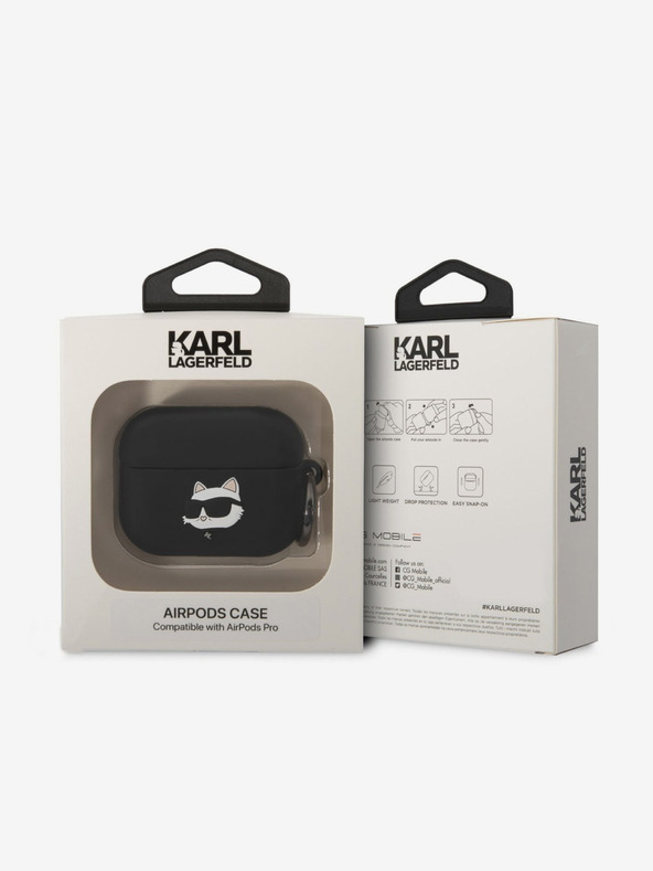 Karl Lagerfeld 3D Logo NFT Choupette Head Silikónové puzdro pre Airpods Pro Black Karl Lagerfeld
