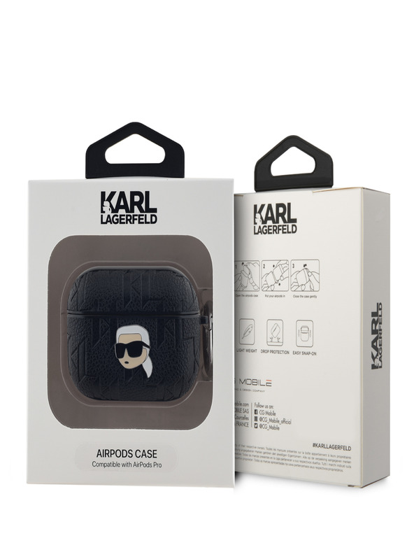 Karl Lagerfeld Karl Lagerfeld PU Embossed Karl Head Case pre AirPods Pro Black