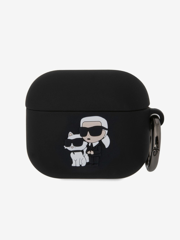 Karl Lagerfeld 3D logo NFT Karl and Choupette silikónové puzdro pre AirPods 3 čierne Karl Lagerfeld