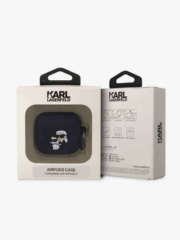 Karl Lagerfeld 3D logo NFT Karl and Choupette silikónové puzdro pre AirPods 3 čierne Karl Lagerfeld