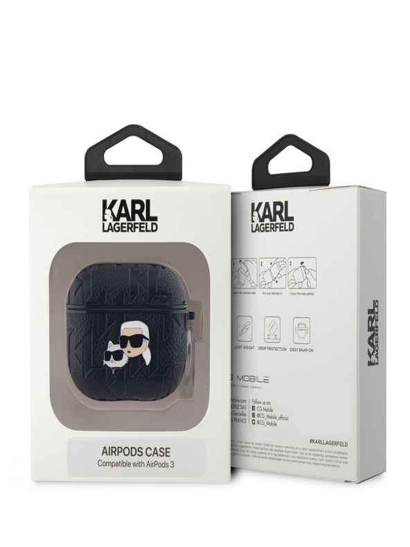 Karl Lagerfeld Karl Lagerfeld PU Embossed Karl and Choupette Heads Case pre AirPods 3 Black
