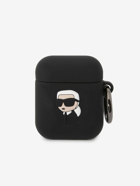 Karl Lagerfeld 3D logo NFT Karl Head Silikónové puzdro pre Airpods 1/2 Black Karl Lagerfeld