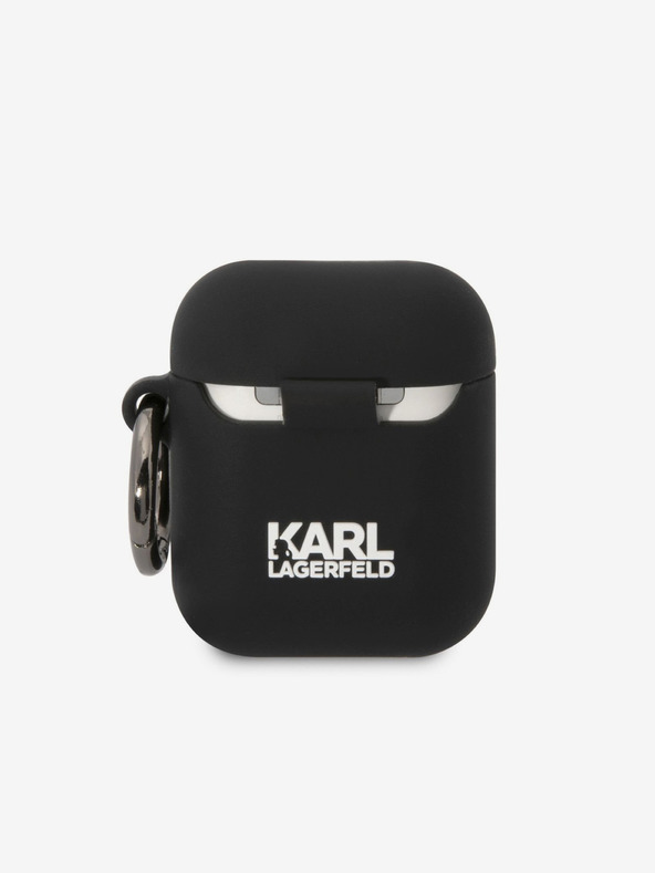 Karl Lagerfeld 3D logo NFT Karl Head Silikónové puzdro pre Airpods 1/2 Black Karl Lagerfeld