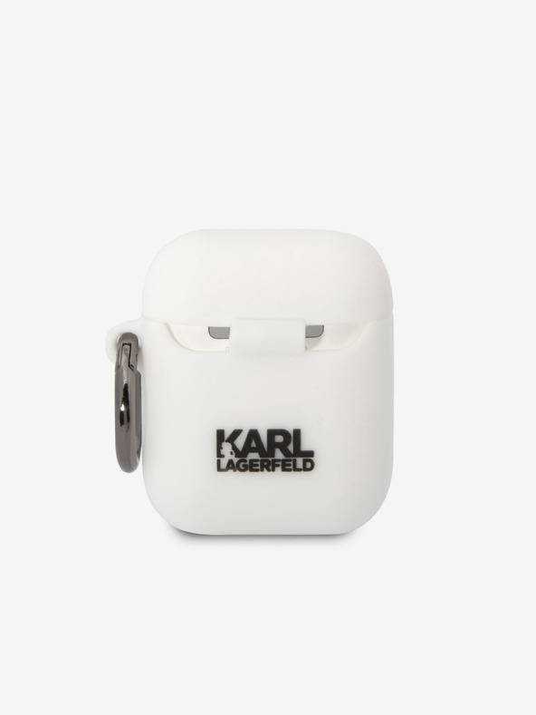 Karl Lagerfeld 3D Logo NFT Karl Head Silikónové puzdro na Airpods 1/2 Biele Karl Lagerfeld