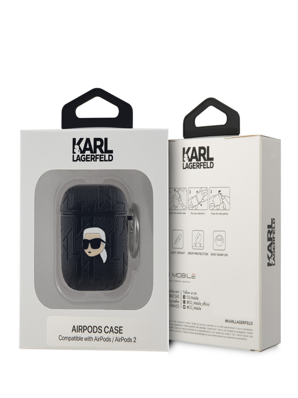 Karl Lagerfeld Karl Lagerfeld PU Embossed Karl Head Case pre AirPods 1/2 Black