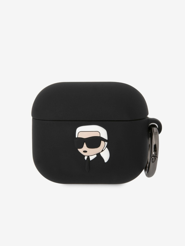 Karl Lagerfeld 3D Logo NFT Karl Head Silikónové puzdro pre Airpods 3 čierne Karl Lagerfeld