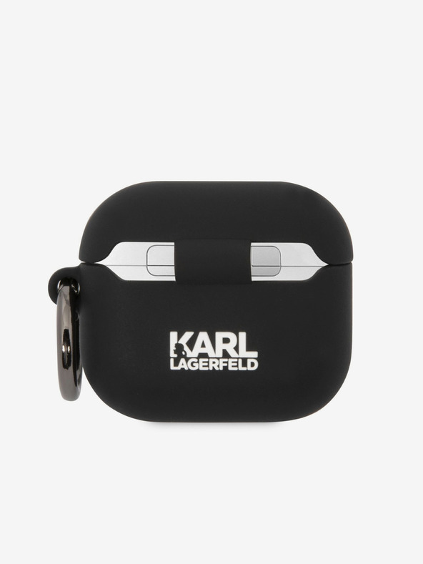Karl Lagerfeld 3D Logo NFT Karl Head Silikónové puzdro pre Airpods 3 čierne Karl Lagerfeld