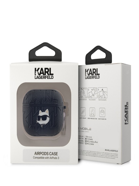 Karl Lagerfeld Karl Lagerfeld PU Embossed Choupette Head Case pre AirPods 3 Black