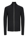 Jack & Jones Čierny pánsky sveter Jack & Jones so zipsom