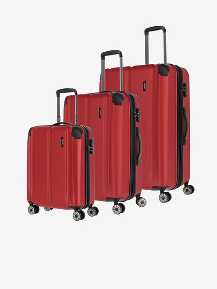 Travelite Sada troch cestovných kufrov Travelite City 4w v červenej farbe S,M,L