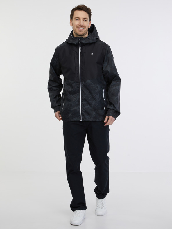 Sam 73 Čierna pánska ľahká vzorovaná bunda SAM 73 Antonio