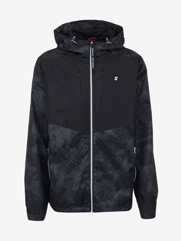 Sam 73 Čierna pánska ľahká vzorovaná bunda SAM 73 Antonio