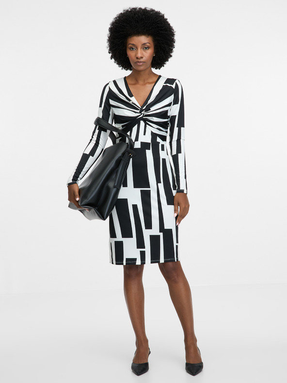 Orsay Čierne dámske šaty ku kolenám ORSAY