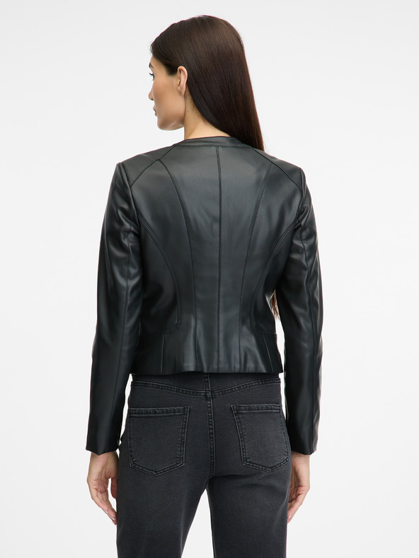 Orsay Čierna dámska kožená bunda ORSAY