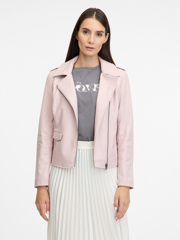 Orsay Svetlorůžova dámska koženková bunda ORSAY