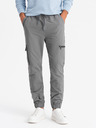 Ombre Clothing Pánske jogger nohavice s vreckami a potlačou sivá Ombre Oblečenie