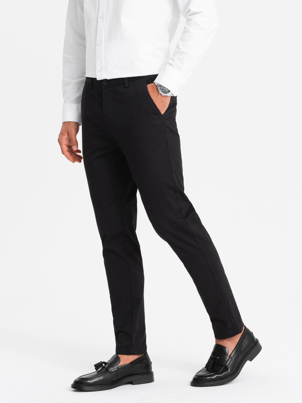 Ombre Clothing Pánske chinos nohavice REGULAR FIT čierne Ombre Clothing